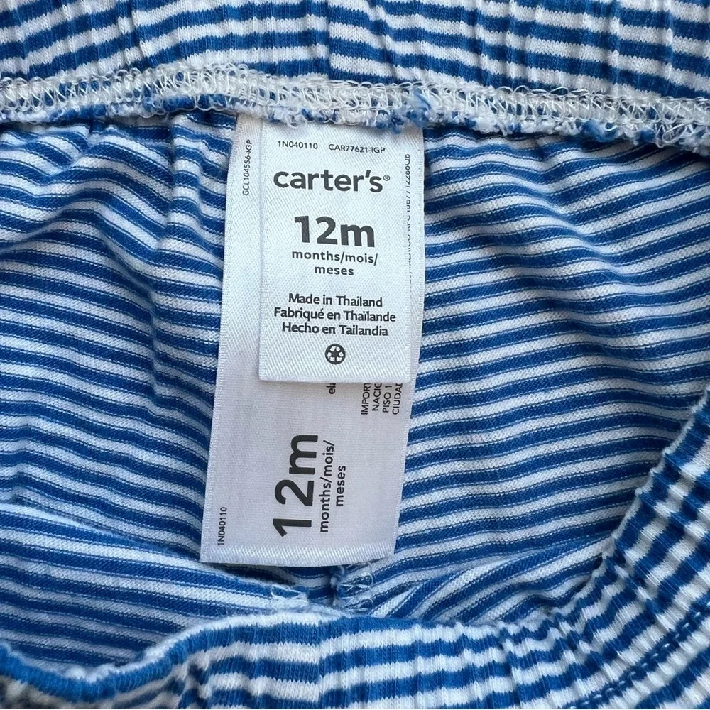 Carters 12 month cute blue polka dot fish‎ 2 piece short set outfit